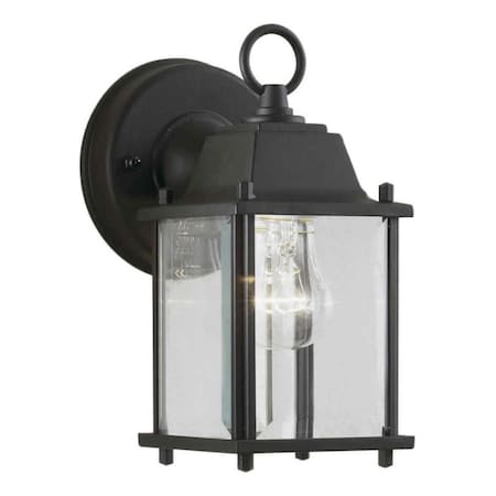 One Light Black Clear Beveled Panels Glass Wall Lantern